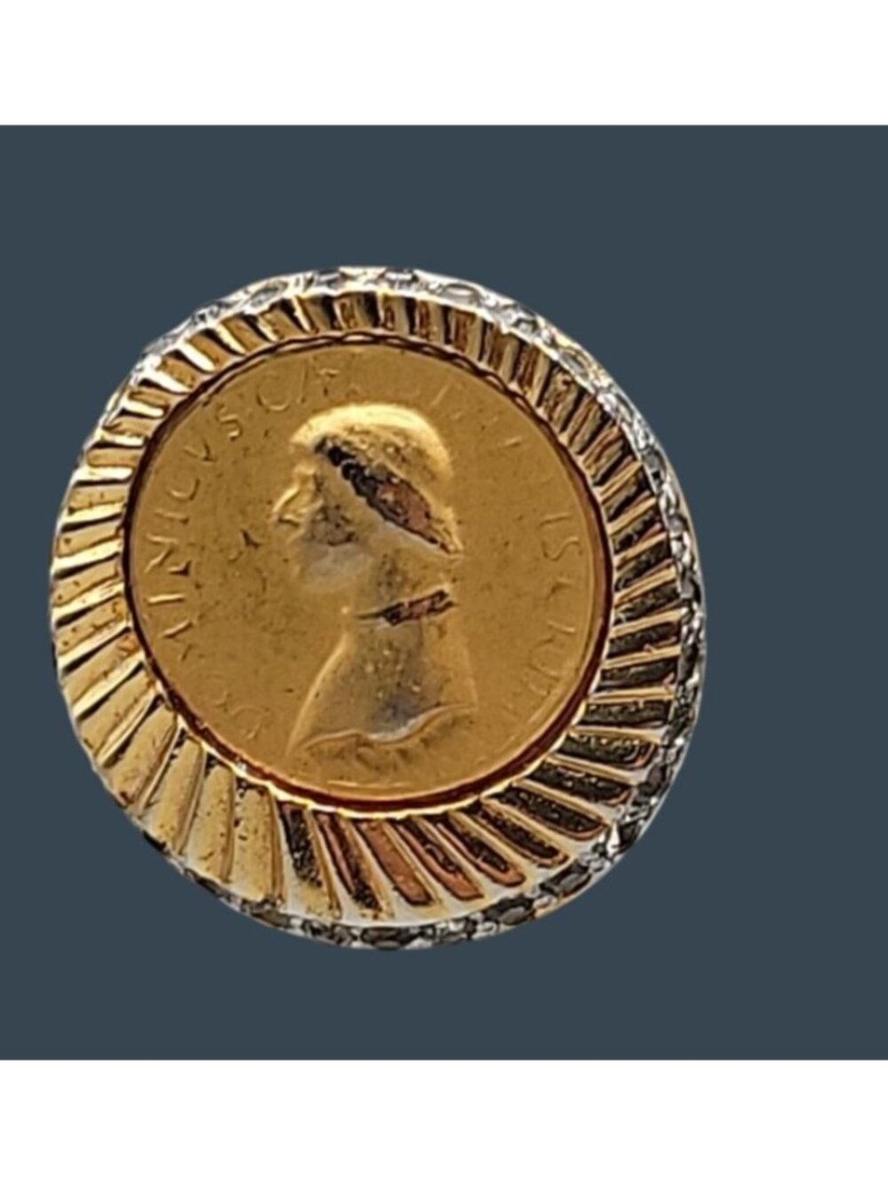 Vintage Signed Nettie Rosenstein Medici Coin Clip On Earrings Rhinestone Border - Picture 16 of 16